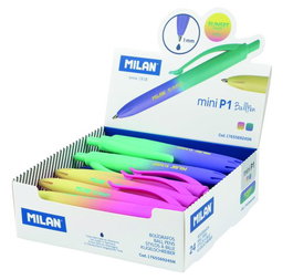 Milan Bolígrafo P1 Touch Mini Sunset Retráctil 24 Unidades Colores Surtidos Punta 1 mm Tinta Azul