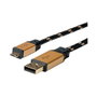 ROLINE Gold USB 2.0 Cable USB A a Micro-USB B 1,8 m, Negro/Oro