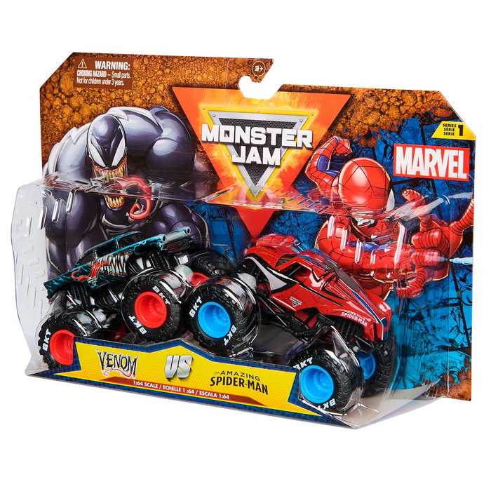 Spin Master Monster Jam Pack 2 Camiones Metal Spider-Man Vs Venom 1:64
