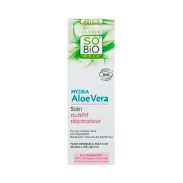 SO'BIO ETIC Crema Nutritiva Reparadora Bisabolol - Aloe Vera Bio 50 ml, para Piel Sensible e Hidratación Intensa, 99% Ingredientes de Origen Natural