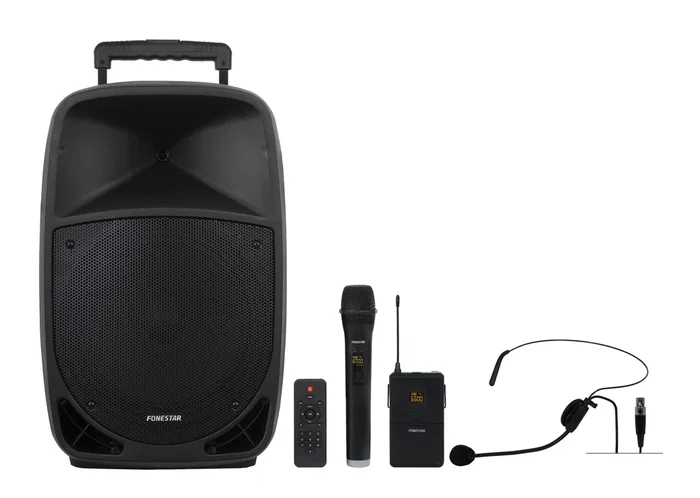 Fonestar MALIBU-312 Altavoz Portátil Bluetooth 250W, Negro, Conectividad Inalámbrica y Alámbrica, 16h Autonomía, Karaoke, USB, Auxiliar, RCA
