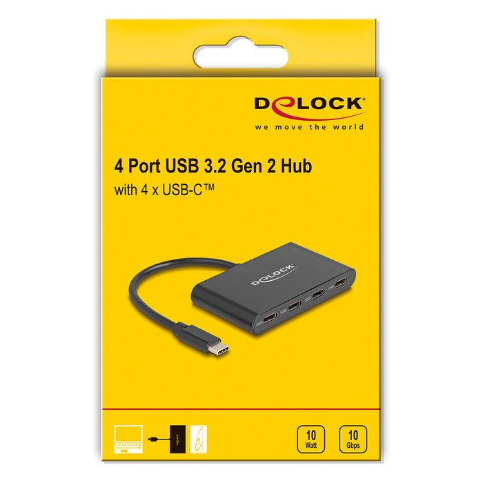 DeLOCK Hub USB 3.2 Gen 2 con 4 puertos USB Type-C - 64129 DeLOCK Hub USB 3.2 Gen 2 con 4 puertos USB Type-C - 64129