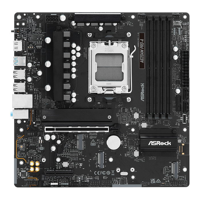 ASRock A620AM Pro-A AM5 mATX DDR5 HDMI 2.1/DP 4*M.2 2.5GbE AMD EXPO/XMP Placa Base para AMD Ryzen 7000/8000/9000 - Negro ASRock A620AM Pro-A AM5 mATX DDR5 HDMI 2.1/DP 4*M.2 2.5GbE AMD EXPO/XMP Placa Base para AMD Ryzen 7000/8000/9000 - Negro
