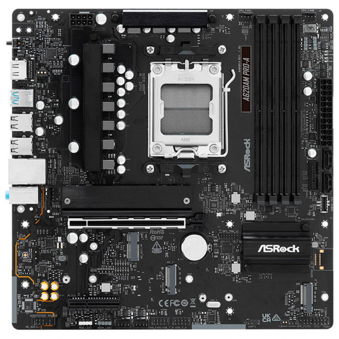 ASRock A620AM Pro-A AM5 Micro ATX, AMD A620, Socket AM5, DDR5, HDMI/DP 2.1, 2.5Gb LAN, USB 3.2, M.2 NVMe, PCIe 4.0, Placa Base Retail