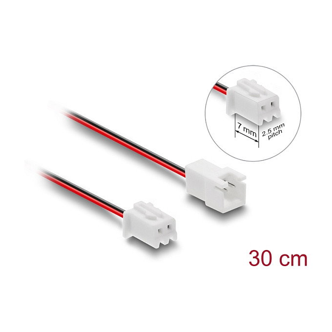DeLOCK Cable Extensión 2 Pines JST Macho a Hembra para Ventilador, 30 cm, 90762