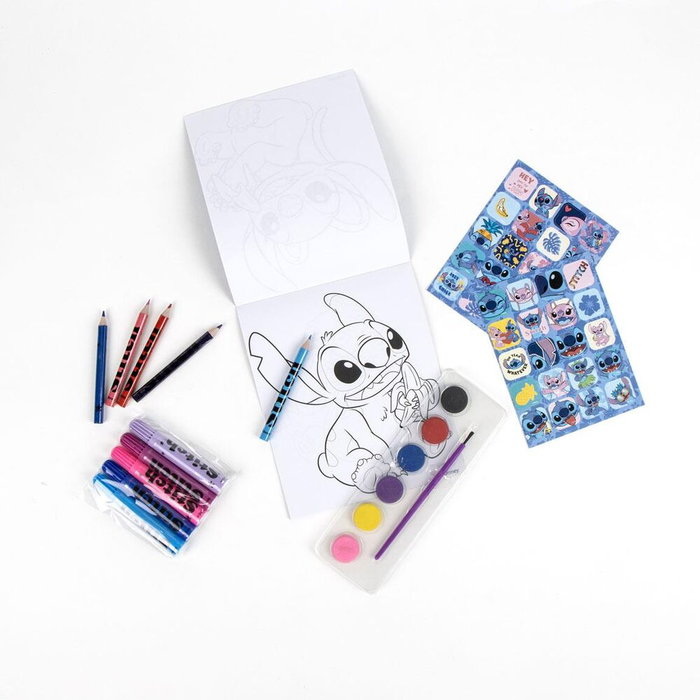 Cerdá Set de papelería mochila Stitch Disney coloreable azul