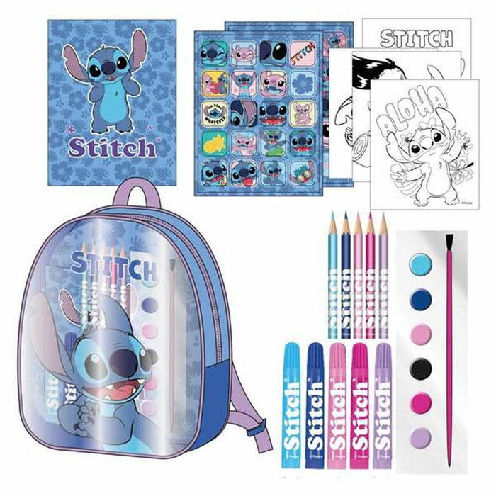 Cerdá Set de papelería mochila Stitch Disney coloreable azul
