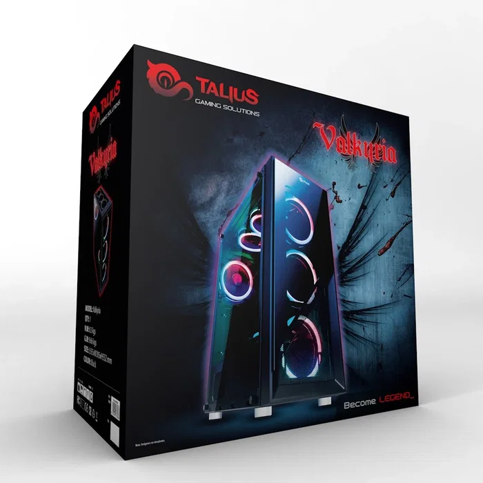 Talius Valkyria Caja Gaming PC ATX Midi Tower Negro con Cristal Templado, 3 Ventiladores RGB Spectrum LED, USB 3.0, Admite GPU 36cm