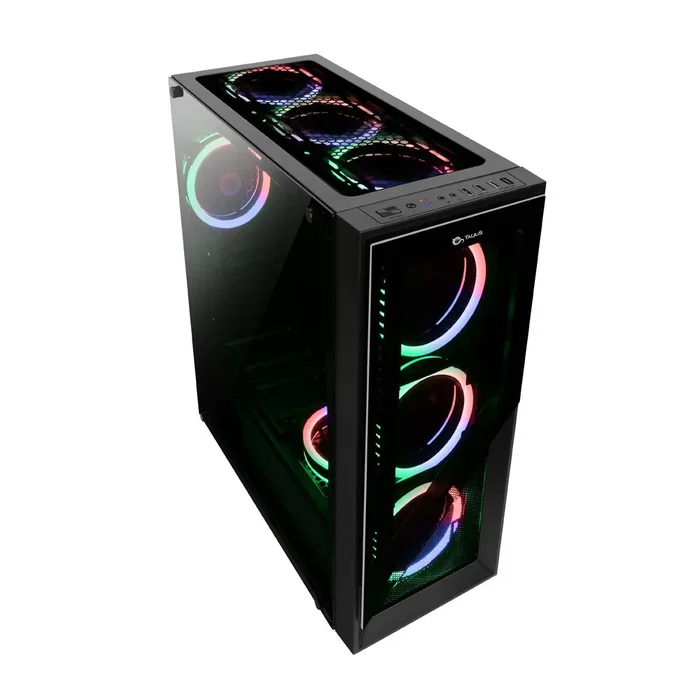 Talius Valkyria Caja Gaming PC ATX Midi Tower Negro con Cristal Templado, 3 Ventiladores RGB Spectrum LED, USB 3.0, Admite GPU 36cm