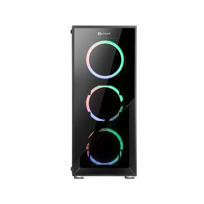 Talius Valkyria Caja Gaming PC ATX Midi Tower Negro con Cristal Templado, 3 Ventiladores RGB Spectrum LED, USB 3.0, Admite GPU 36cm