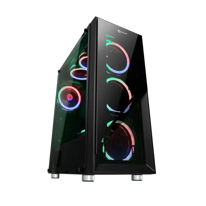Talius Valkyria Caja Gaming PC ATX Midi Tower Negro con Cristal Templado, 3 Ventiladores RGB Spectrum LED, USB 3.0, Admite GPU 36cm