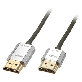 LINDY 41676 Cable HDMI High Speed Cromo Slim con Ethernet 4.5m, 4K 60Hz, 3D, Negro/Oro/Plata