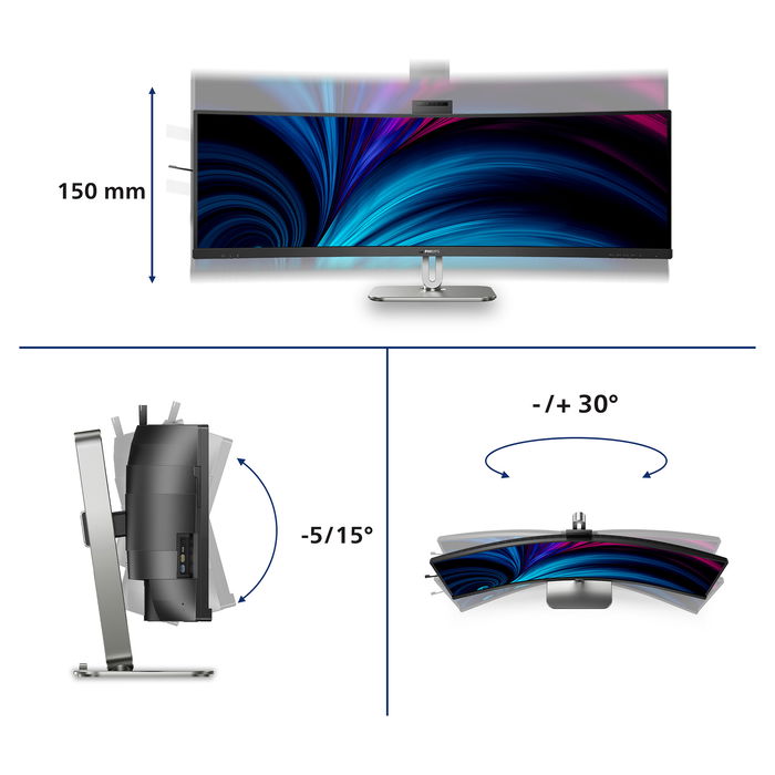 Philips 49B2U6900CH Monitor Curvo 48.8" 5120x1440 Dual QHD USB-C HDMI DP 75Hz VA Negro