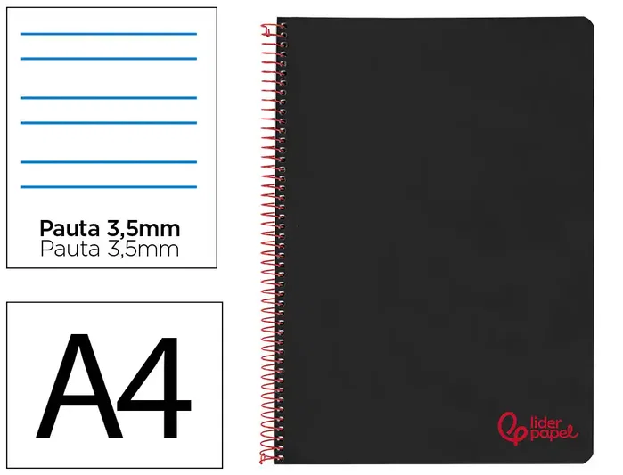 Liderpapel Cuaderno Espiral A4 Wonder Negro 80 Hojas Liderpapel Cuaderno Espiral A4 Wonder Negro 80 Hojas