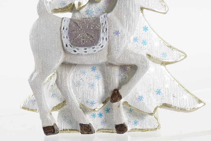 DKD Home Decor Figura de Reno Blanco y Dorado en Resina