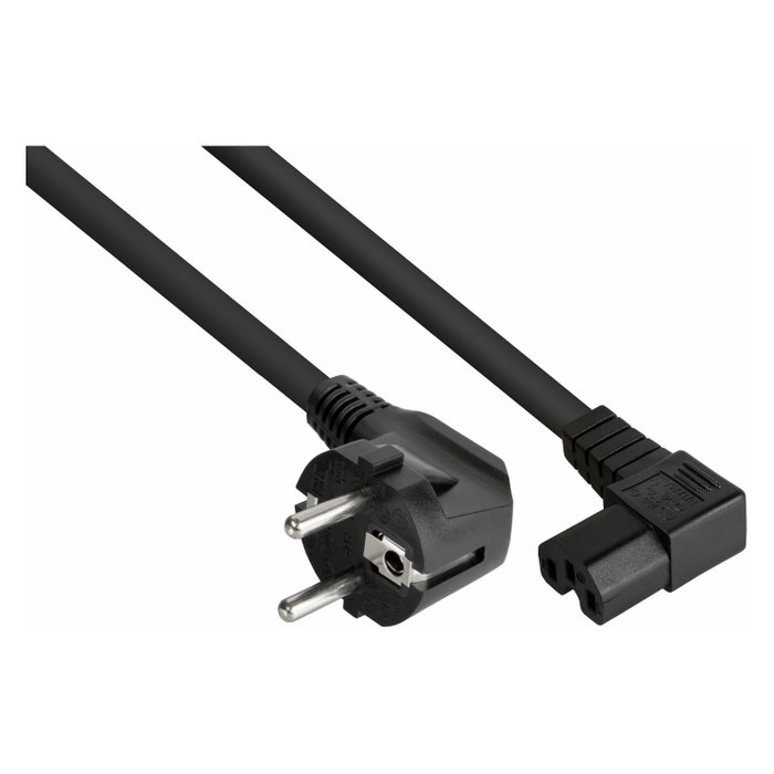 Kabelmeister Cable de alimentación C15 con ángulo de 90° y toma de tierra, 3m, negro Kabelmeister Cable de alimentación C15 con ángulo de 90° y toma de tierra, 3m, negro