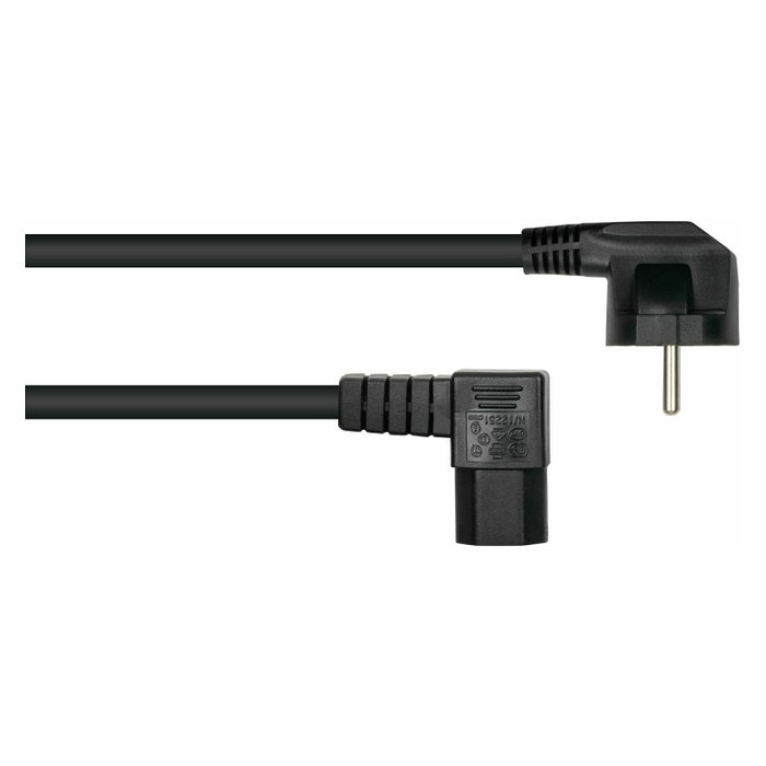 Kabelmeister Cable de alimentación C15 con ángulo de 90° y toma de tierra, 3m, negro Kabelmeister Cable de alimentación C15 con ángulo de 90° y toma de tierra, 3m, negro
