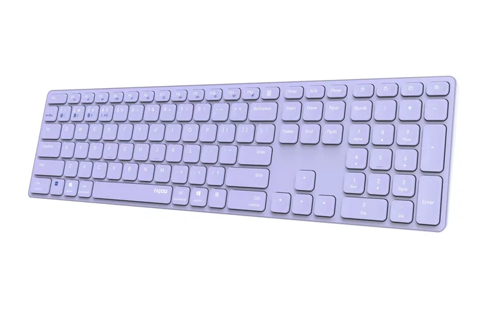 Rapoo E9800M Teclado Inalámbrico Bluetooth 5.0 2.4 GHz Ultrafino Diseño QWERTY Completo Teclas Multimedia Batería Recargable Color Púrpura Compatible Windows y Mac
