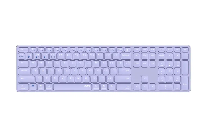 Rapoo E9800M Teclado Inalámbrico Bluetooth 5.0 2.4 GHz Ultrafino Diseño QWERTY Completo Teclas Multimedia Batería Recargable Color Púrpura Compatible Windows y Mac