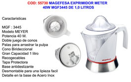 MAGEFESA Exprimidor Meyer MGF3445 40W 1,0 Litros