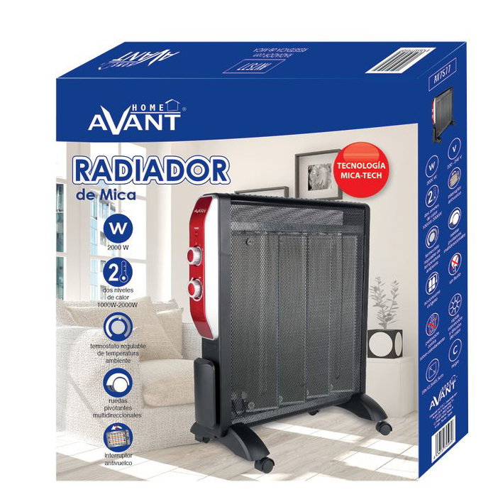 Avant Mica-TECH Radiador de Mica con Termostato Regulable, 2 Potencias 2000W, Modelo AVANT