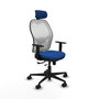 PIQUERAS Y CRESPO Silla de oficina Jorquera con mecanismo Sincro/Traslack, Azul y Blanco