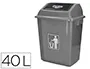 Q-connect Papelera contenedor plástico con tapa de balancín 40 litros gris 410x280x610 mm