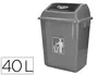 Q-connect Papelera contenedor plástico con tapa de balancín 40 litros gris 410x280x610 mm