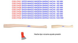 SIFER Mango de madera barnizada para hacha 1000 mm