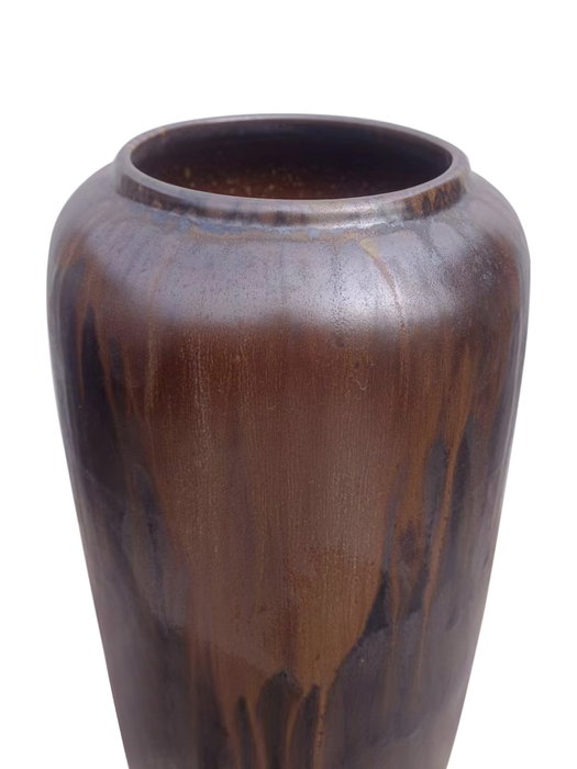 DKD Home Decor Jarrón de Cerámica Vidriada Marrón Oscuro DARKVASE 20x20x51 cm
