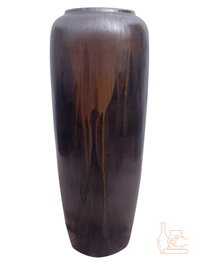 DKD Home Decor Jarrón de Cerámica Vidriada Marrón Oscuro DARKVASE 20x20x51 cm