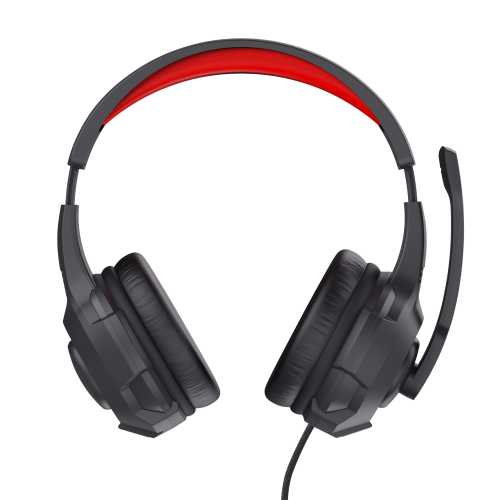 Trust Auriculares Gaming 24785 con Micrófono, Rojo/Negro, Jack 3.5 mm con Adaptador
