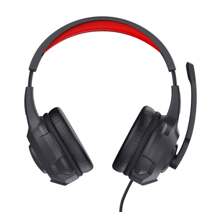Trust Auriculares Gaming 24785 con Micrófono, Rojo/Negro, Jack 3.5 mm con Adaptador