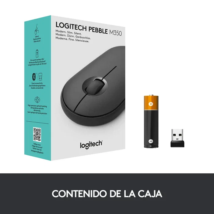 Logitech Pebble M350 Ratón Inalámbrico Grafito