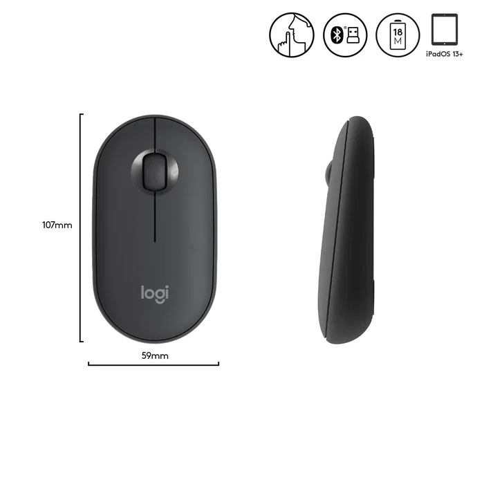 Logitech Pebble M350 Ratón Inalámbrico Grafito