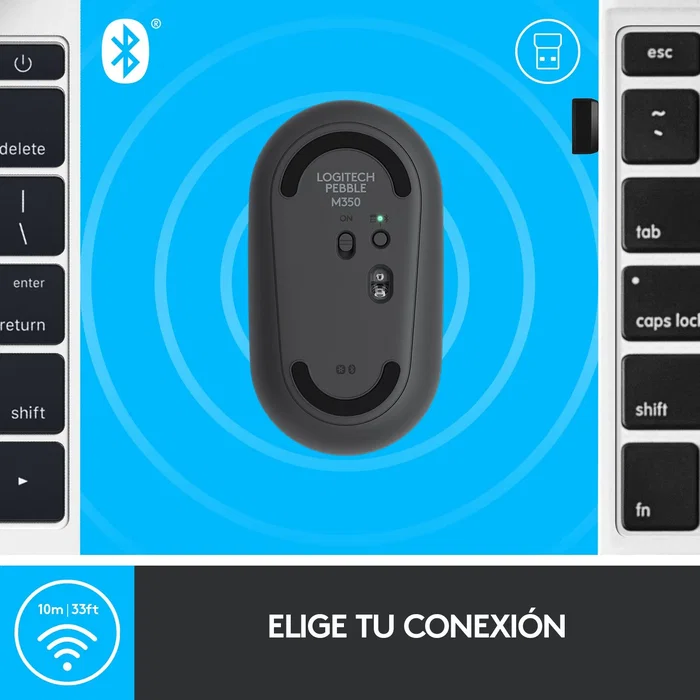 Logitech Pebble M350 Ratón Inalámbrico Grafito