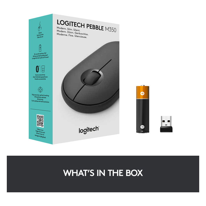 Logitech Ratón M350 Pebble Inalámbrico Óptico RF + Bluetooth Grafito Logitech Ratón M350 Pebble Inalámbrico Óptico RF + Bluetooth Grafito