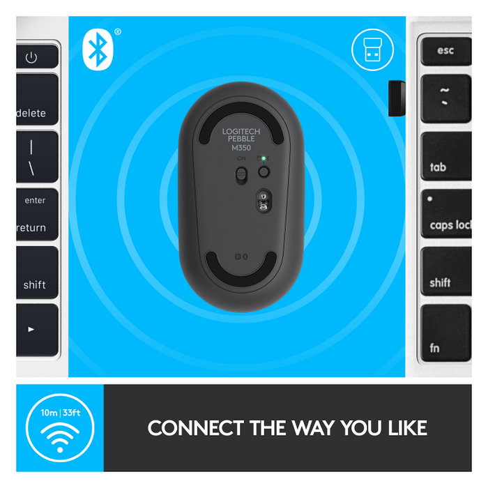 Logitech Ratón M350 Pebble Inalámbrico Óptico RF + Bluetooth Grafito Logitech Ratón M350 Pebble Inalámbrico Óptico RF + Bluetooth Grafito