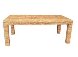 DKD Home Decor Mesa de Centro de Fibra de Teca y Cristal Templado 120x60x45 cm