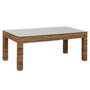 DKD Home Decor Mesa de Centro de Fibra de Teca y Cristal Templado 120x60x45 cm