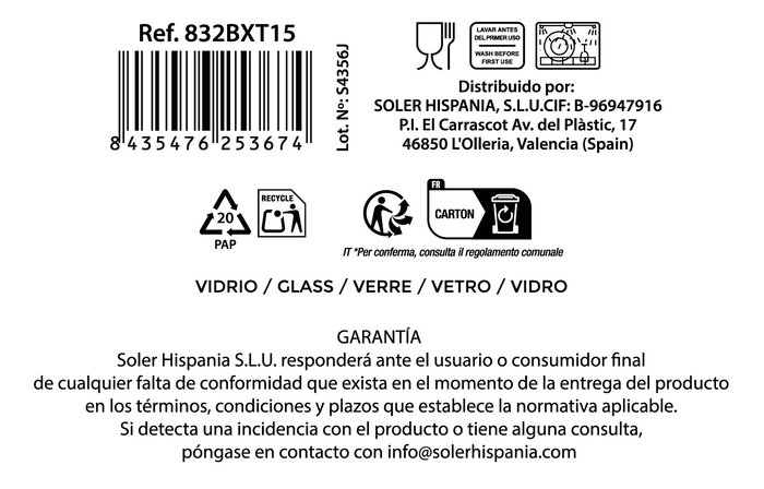 La Mediterranea Vaso Festo Claro 350 ml Ø8.3x9.1 cm (36 Unidades)
