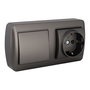 Solera Base Fija 2P+T 16A 250V~ + Conmutador/Interruptor 10AX 250V~ de Superficie Color Grafito Serie Mural