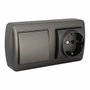 Solera Base fija 2P+T 16A + Conmutador/Interruptor 10AX Serie Mural Grafito