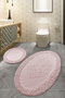 Mijölnir Piante Oval - Pink Juego de Alfombrillas de Baño 100% Algodón Antibacterianas Antideslizantes Lavables a Máquina Set 2 Piezas 50x60cm 60x100cm