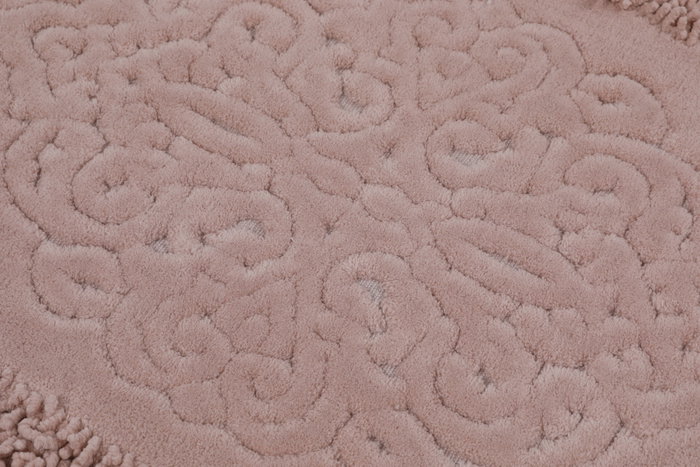 Mijölnir Piante Oval - Pink Juego de Alfombrillas de Baño 100% Algodón Antibacterianas Antideslizantes Lavables a Máquina Set 2 Piezas 50x60cm 60x100cm