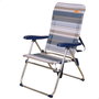 Aktive Silla plegable de playa alta 5 posiciones a rayas azules y grises