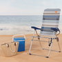 Aktive Silla plegable de playa alta 5 posiciones a rayas azules y grises