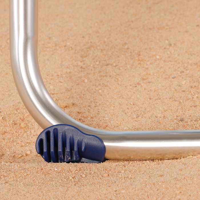 Aktive Silla plegable de playa alta 5 posiciones a rayas azules y grises