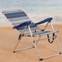 Aktive Silla plegable de playa alta 5 posiciones a rayas azules y grises