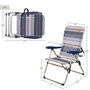 Aktive Silla plegable de playa alta 5 posiciones a rayas azules y grises
